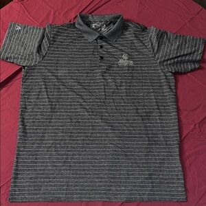 Allstate Dark Gray Striped Polo Shirt - EUC